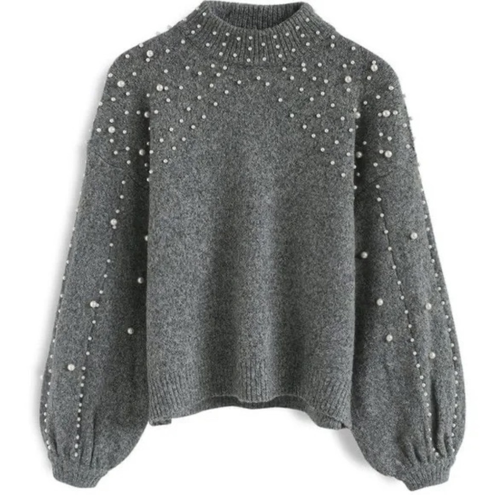 Chicwish Radiant Pearls Knit Sweater Size S/M
